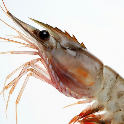 Shrimp close-up on white background