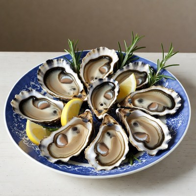 Fresh oysters served with lemon