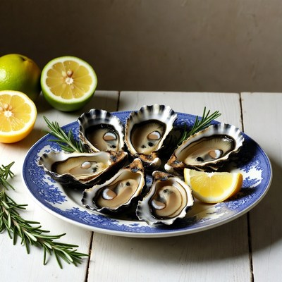 Fresh oysters served with lemon