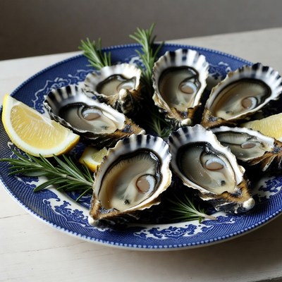 Fresh oysters served on a plate