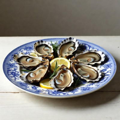 Fresh oysters served on a plate