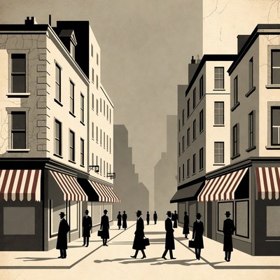 People walking in city street scene