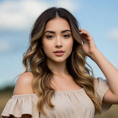Young woman outdoors with light breeze