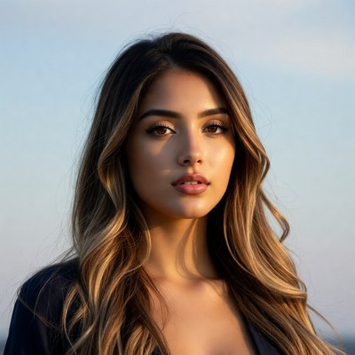 Young woman outdoors at sunset