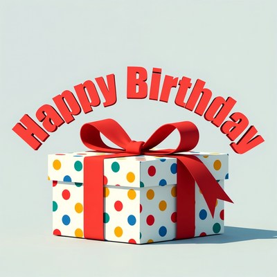 Colorful birthday gift with greeting