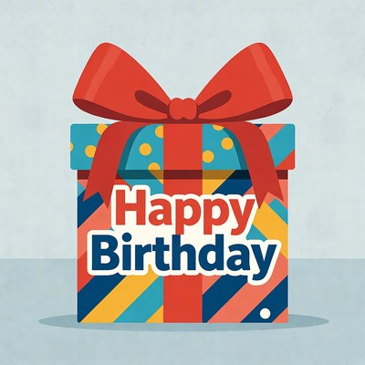 Birthday gift with colorful wrapping