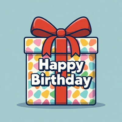 Birthday gift with colorful wrapping