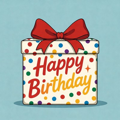 Colorful birthday gift with a ribbon