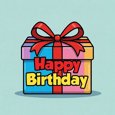 Colorful birthday gift box with ribbon