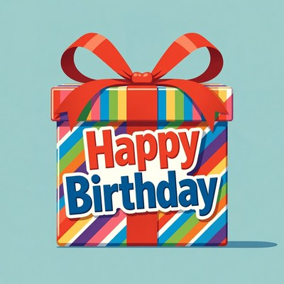 Colorful birthday gift box with ribbon