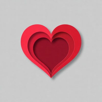 Paper cutout heart design on grey background