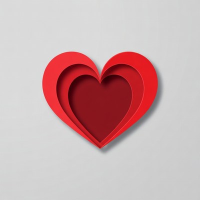 Layered red heart design on gray background