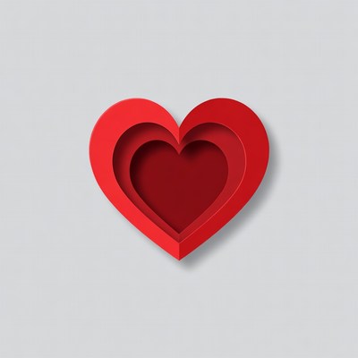 Red layered heart design on gray background