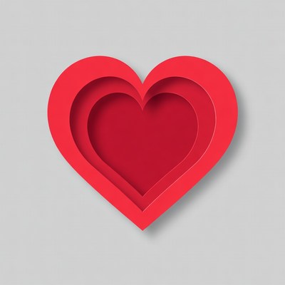 Heart shape cutout design in three layers