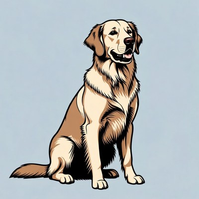 Golden retriever sitting and smiling