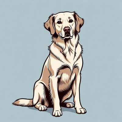 Dog sitting on blue background