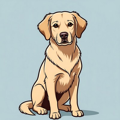 Dog sitting against blue background