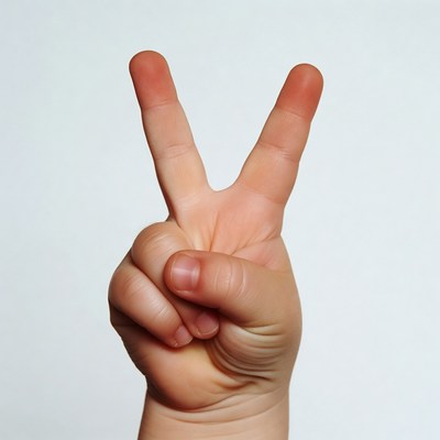 Hand making peace sign gesture