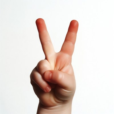 Hand making peace sign gesture