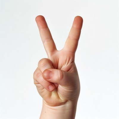 Hand shows two fingers in gesture