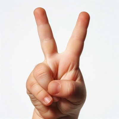 Hand making victory sign gesture