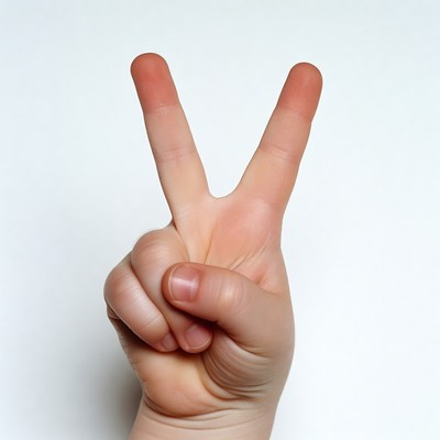 Hand showing peace sign gesture