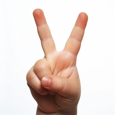 Hand showing peace sign gesture
