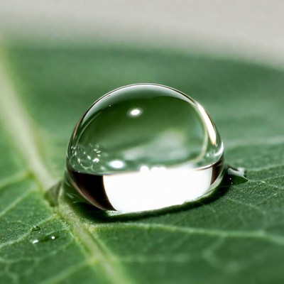 Water droplet on green leaf