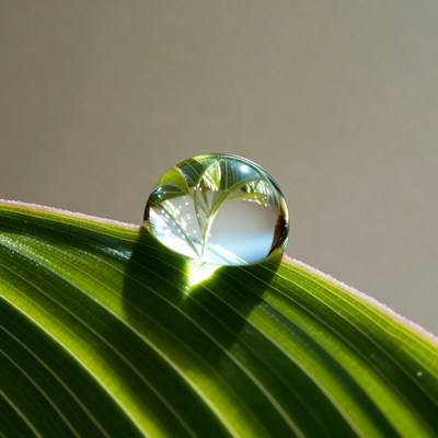 Water droplet on green leaf