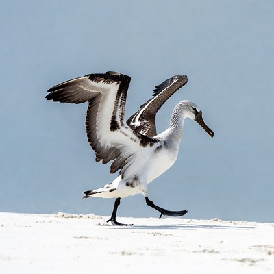 Bird walking on the sand in sunlight