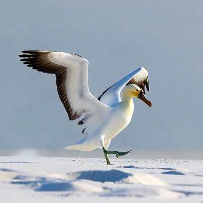 Bird walking on sandy shore