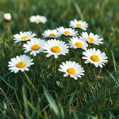 Bright daisies in the grass