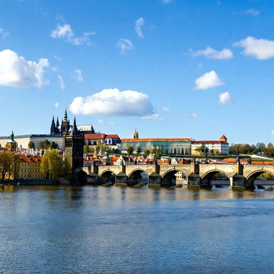 Charles bridge and prague castle view