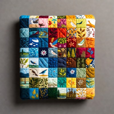 Colorful quilt showcases nature designs
