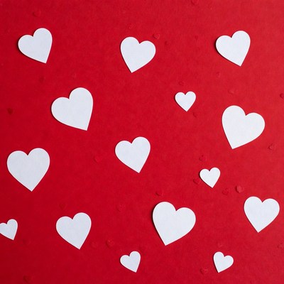 White hearts on red background decoration