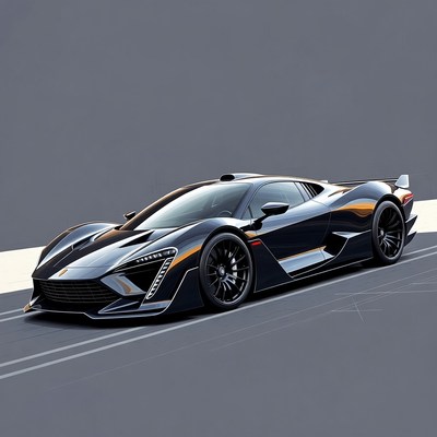 Black sports car on display