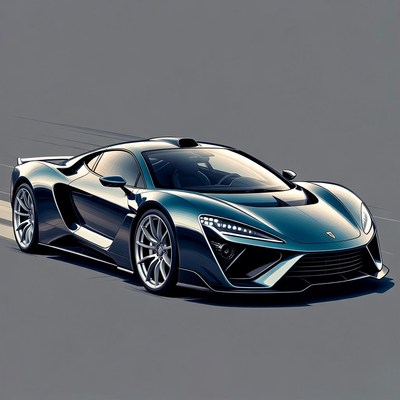 Fast car on a gray background