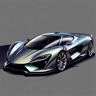 Sketch of a sleek sports car design