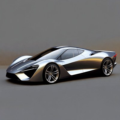 Sports car parked on a gray surface