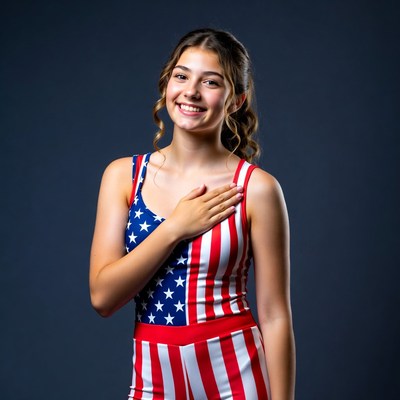 Girl wearing american flag outfit