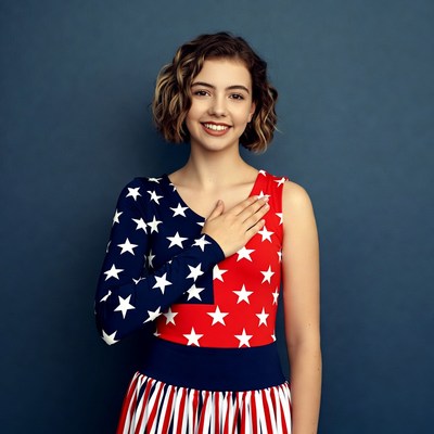 Young girl with patriotic outfit smiling
