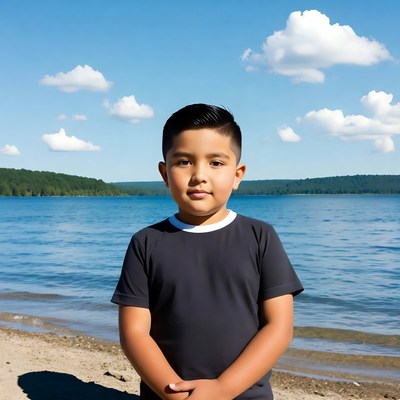 Child standing by water