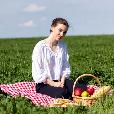 Enjoying a picnic in the field
