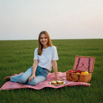 Picnic on green grass outdoors