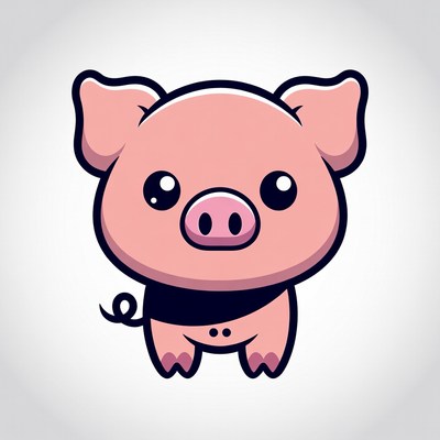 Cartoon pig character design in bright style
