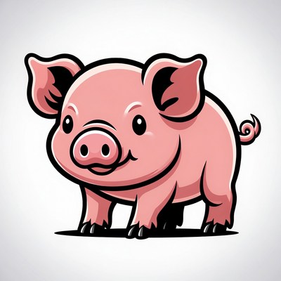 Cute cartoon pig standing with a smile
