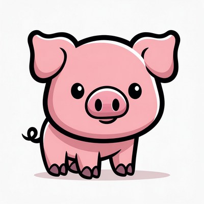 Cute pig standing with a smile