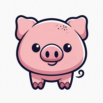 Cute pig character with simple design