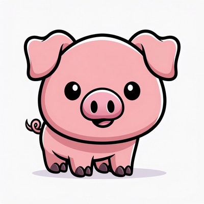 Cute pig standing and smiling