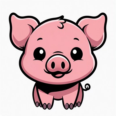 Cute cartoon pig on white background